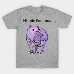 Hippie Potamus Purple Hippopotamus T-Shirt